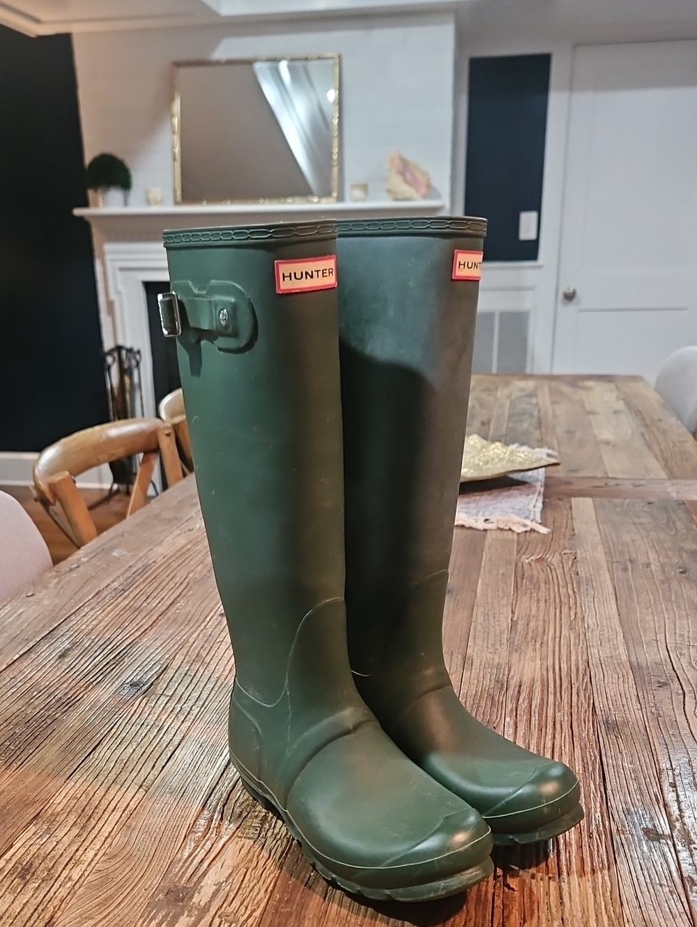 Hunter Women's Tall Matte Forest Green Rain Boots Fits Size 9